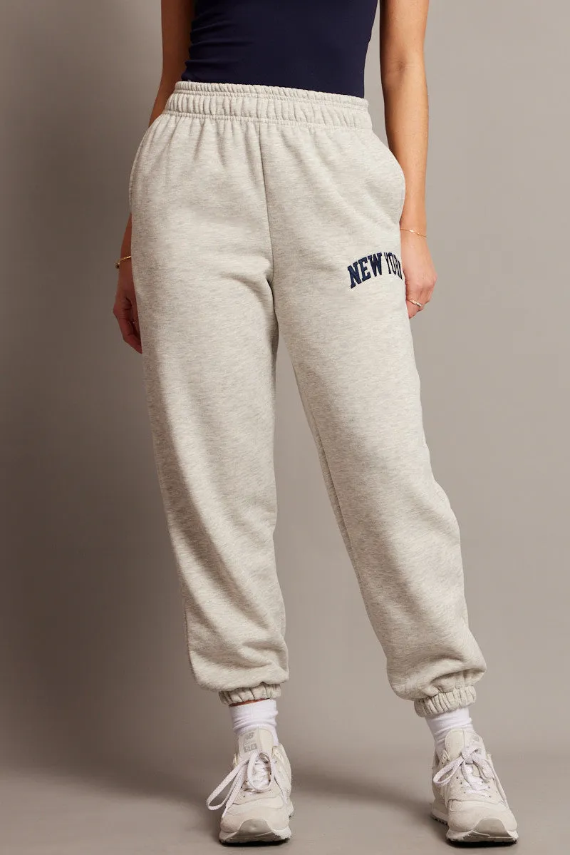 Grey Track Pants High Rise sold by Ally Fashion product image thumbnail 3