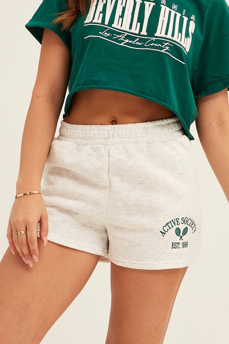 Grey Track Shorts High Rise Elastic Waist sold by Ally Fashion product image thumbnail 2