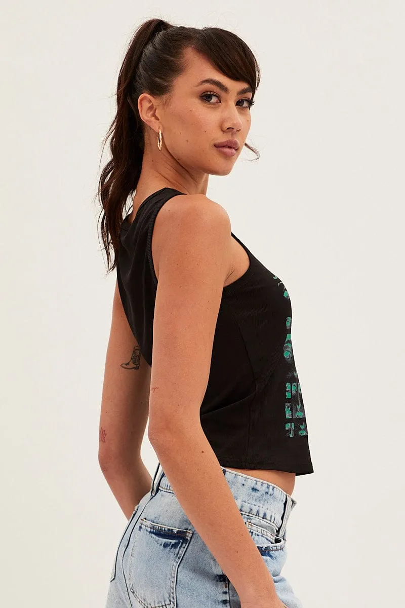 Black Graphic Crop Top sold by Ally Fashion product image thumbnail 4