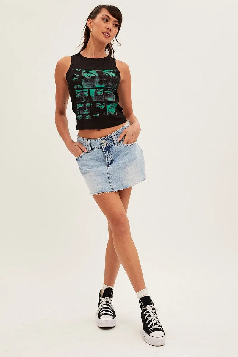 Black Graphic Crop Top sold by Ally Fashion product image thumbnail 2