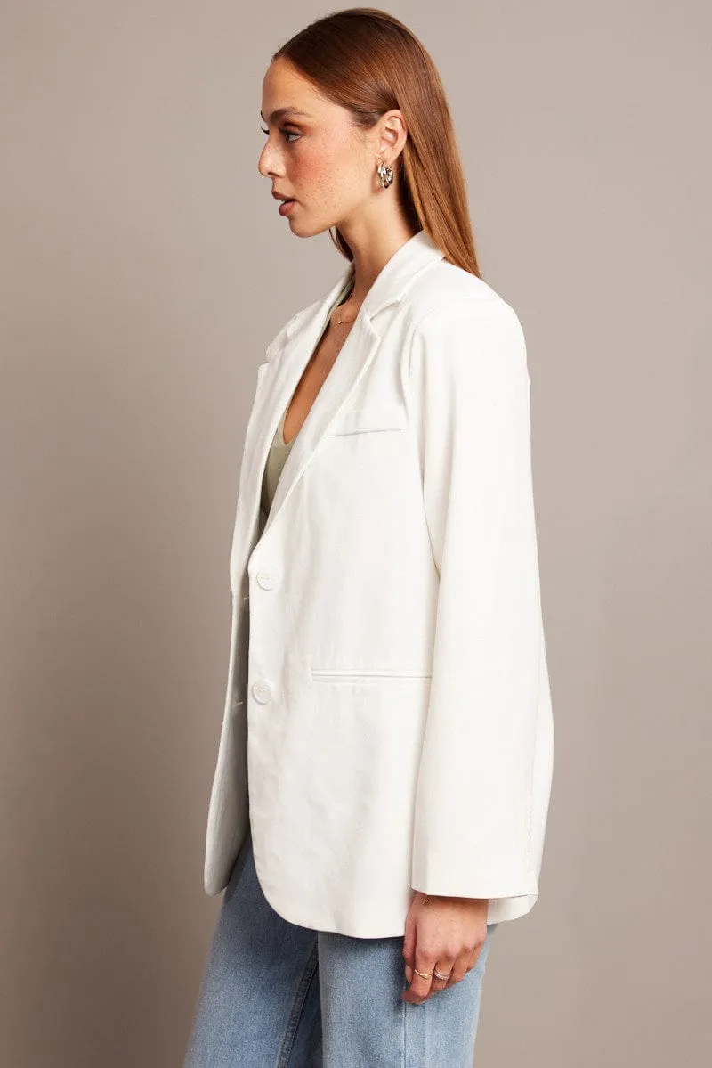 White Oversized Blazer Long Sleeve sold by Ally Fashion product image thumbnail 4