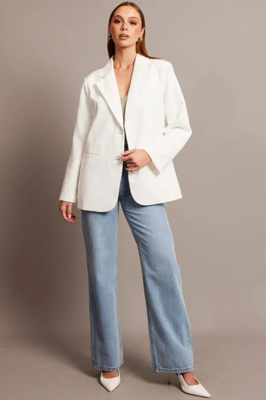White Oversized Blazer Long Sleeve sold by Ally Fashion
