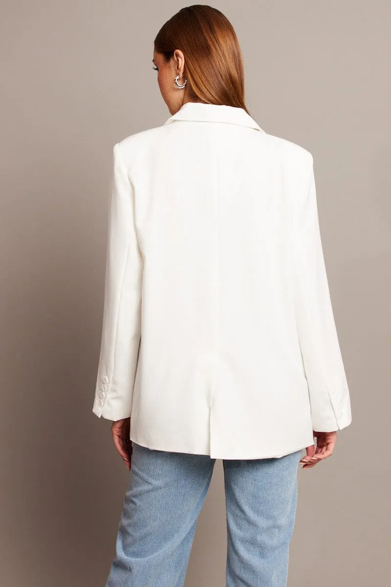 White Oversized Blazer Long Sleeve sold by Ally Fashion product image thumbnail 5