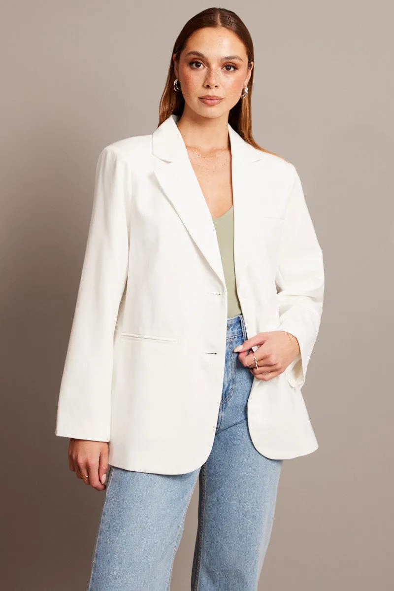 White Oversized Blazer Long Sleeve sold by Ally Fashion product image thumbnail 2