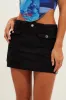 Black Mini Skirt Mid Rise Cargo Utility Micro sold by Ally Fashion