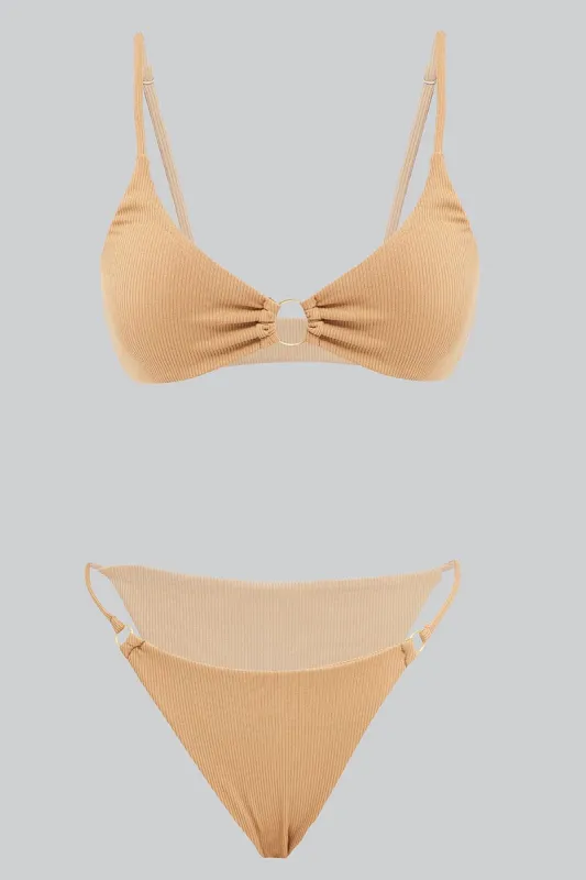 Beige Ring Detail Bikini Set sold by Ally Fashion