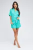 Green Pyjama Set Short Sleeve Satin White Piping PJ sold by Ally Fashion