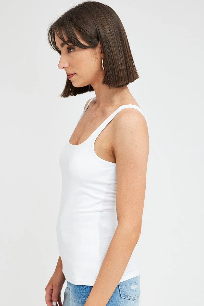 White Tank Top Sleeveless Square Neck sold by Ally Fashion product image thumbnail 4