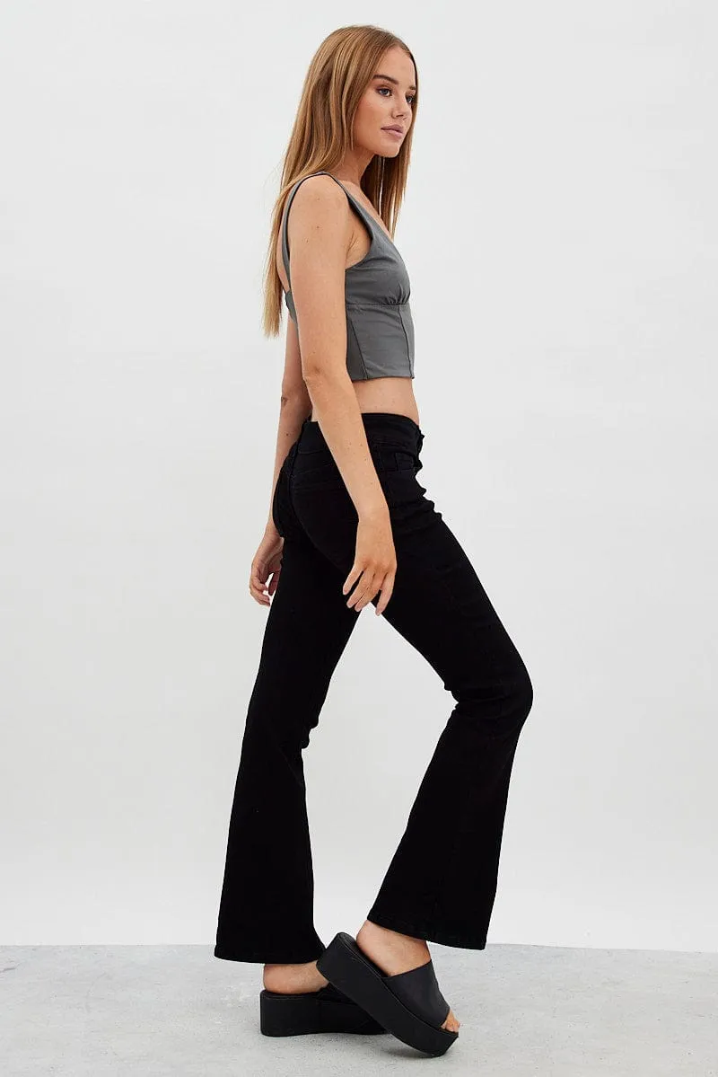 Black Flare Jeans Low Waist sold by Ally Fashion product image thumbnail 4