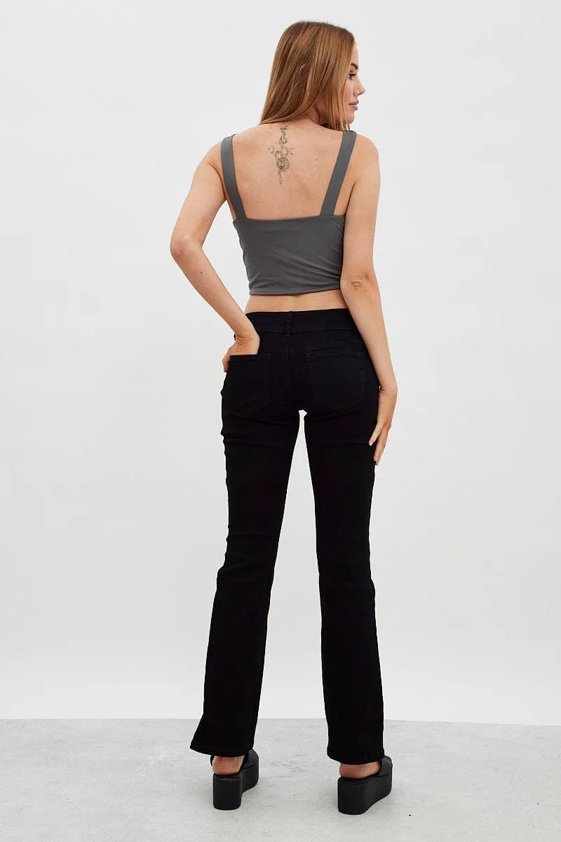 Black Flare Jeans Low Waist sold by Ally Fashion product image thumbnail 5