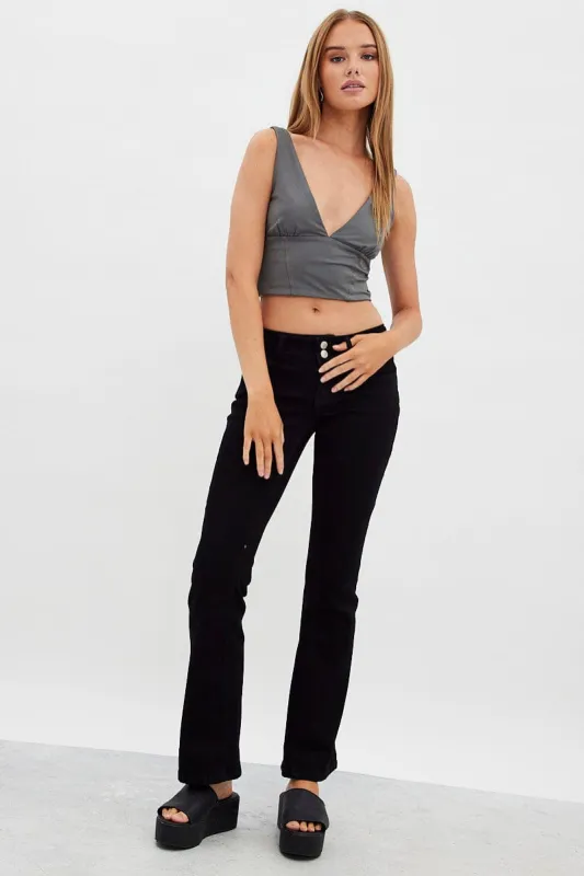 Black Flare Jeans Low Waist sold by Ally Fashion
