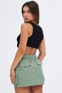 Green Cargo Mini Skirt sold by Ally Fashion