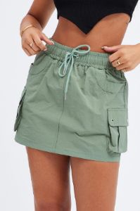Green Cargo Mini Skirt sold by Ally Fashion