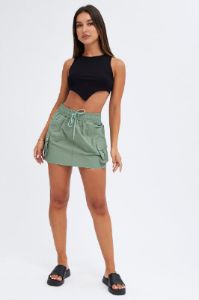 Green Cargo Mini Skirt sold by Ally Fashion