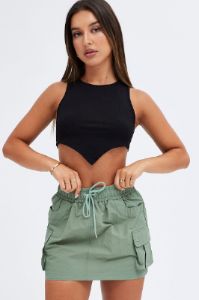 Green Cargo Mini Skirt sold by Ally Fashion