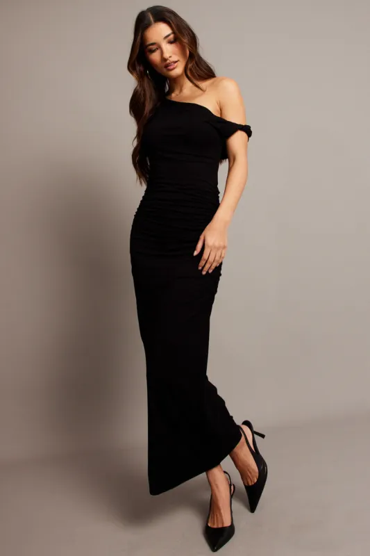 Black Bodycon Dress Twist off Shoulder Supersoft sold by Ally Fashion