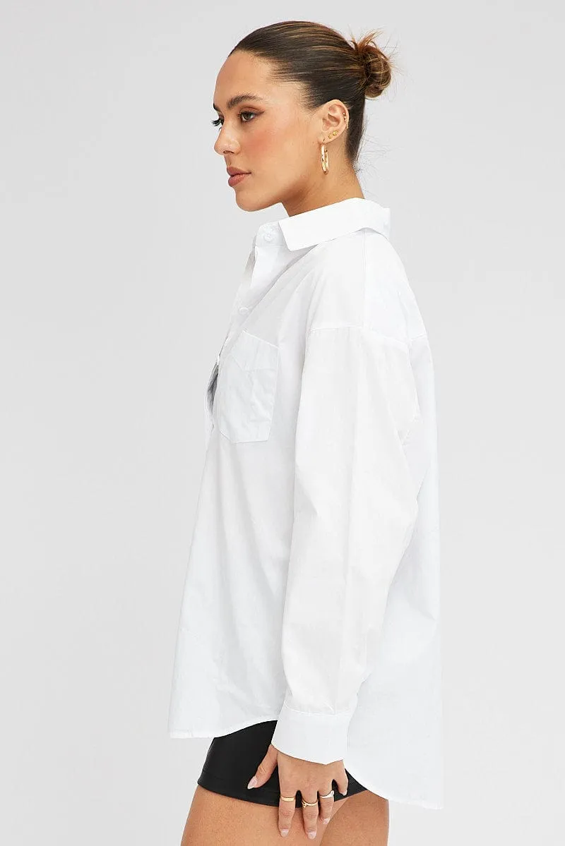 White Shirt Long Sleeve Collared Neck sold by Ally Fashion product image thumbnail 4