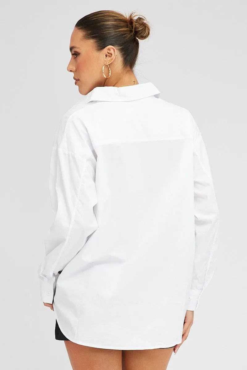 White Shirt Long Sleeve Collared Neck sold by Ally Fashion product image thumbnail 5