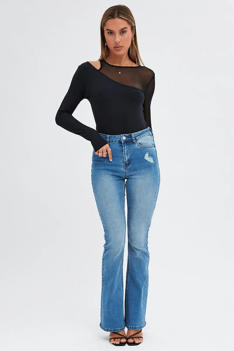 Black Bodysuit Round Neck Long Sleeve sold by Ally Fashion product image thumbnail 3