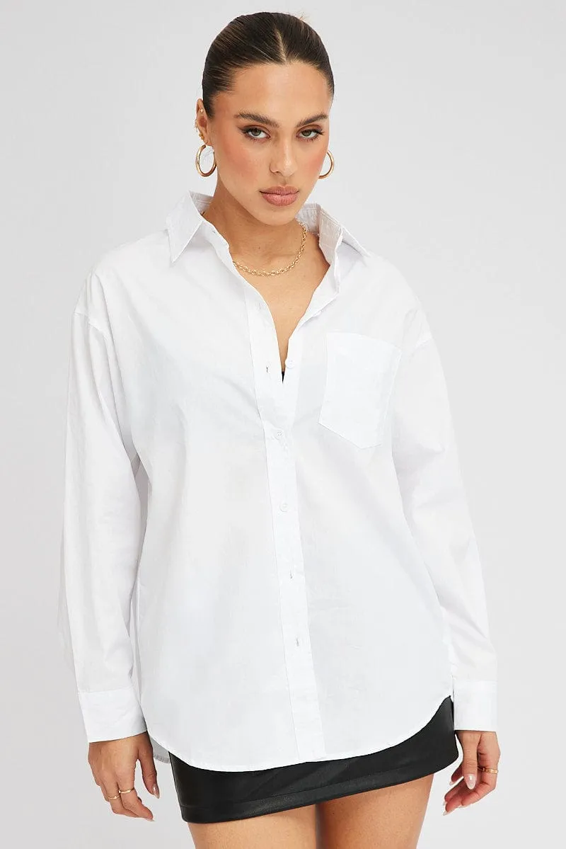 White Shirt Long Sleeve Collared Neck sold by Ally Fashion product image thumbnail 3