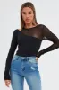 Black Bodysuit Round Neck Long Sleeve sold by Ally Fashion