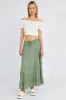 Green Maxi Skirt High Rise Linen Blend sold by Ally Fashion