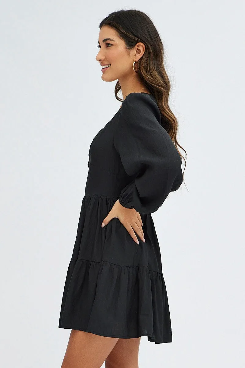 Black Fit And Flare Dress Long Sleeve Mini sold by Ally Fashion product image thumbnail 4