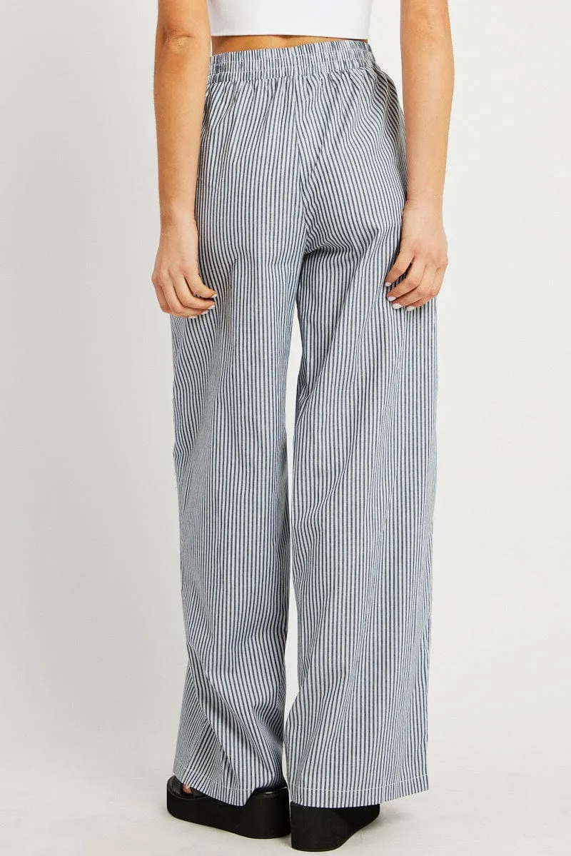 Black Stripe Wide Leg Pants Elasticated Waist sold by Ally Fashion product image thumbnail 5