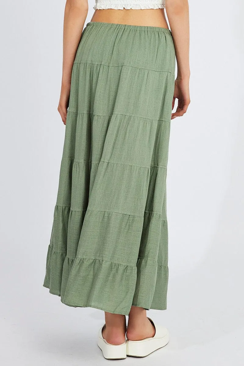 Green Maxi Skirt High Rise Linen Blend sold by Ally Fashion product image thumbnail 5
