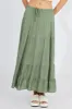 Green Maxi Skirt High Rise Linen Blend sold by Ally Fashion