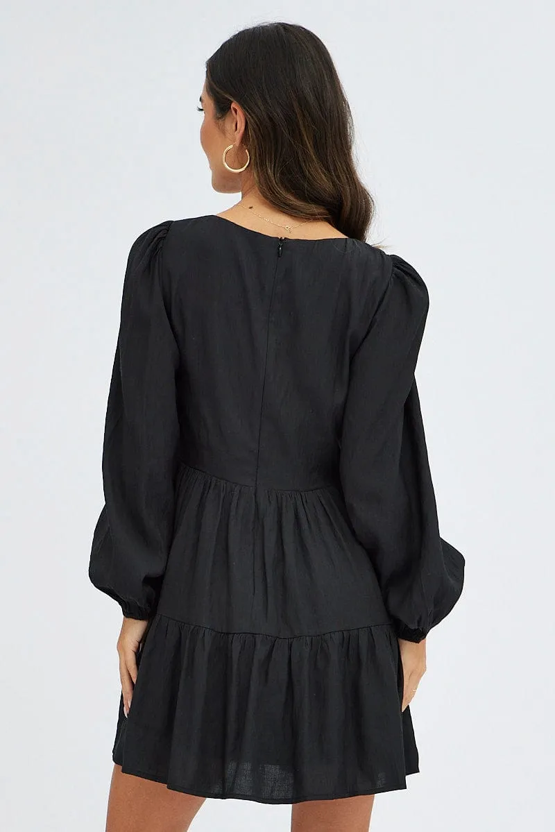 Black Fit And Flare Dress Long Sleeve Mini sold by Ally Fashion product image thumbnail 5