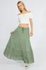 Green Maxi Skirt High Rise Linen Blend sold by Ally Fashion
