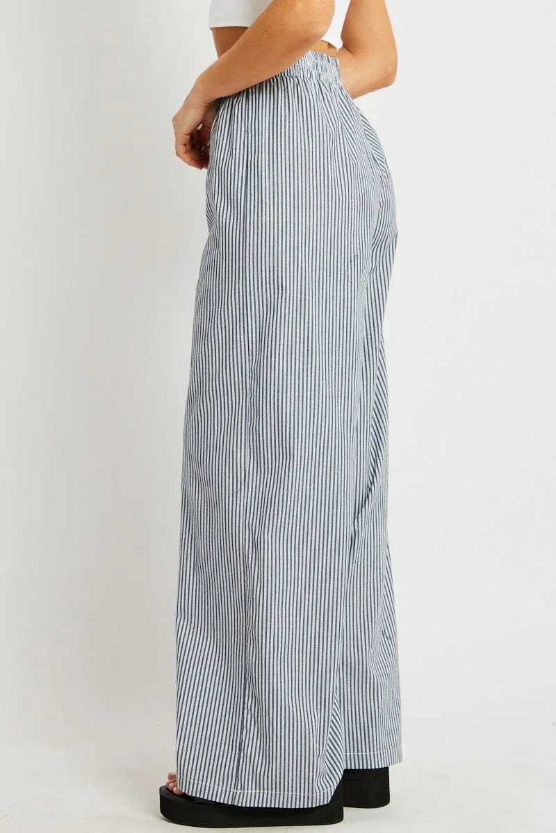 Black Stripe Wide Leg Pants Elasticated Waist sold by Ally Fashion product image thumbnail 4