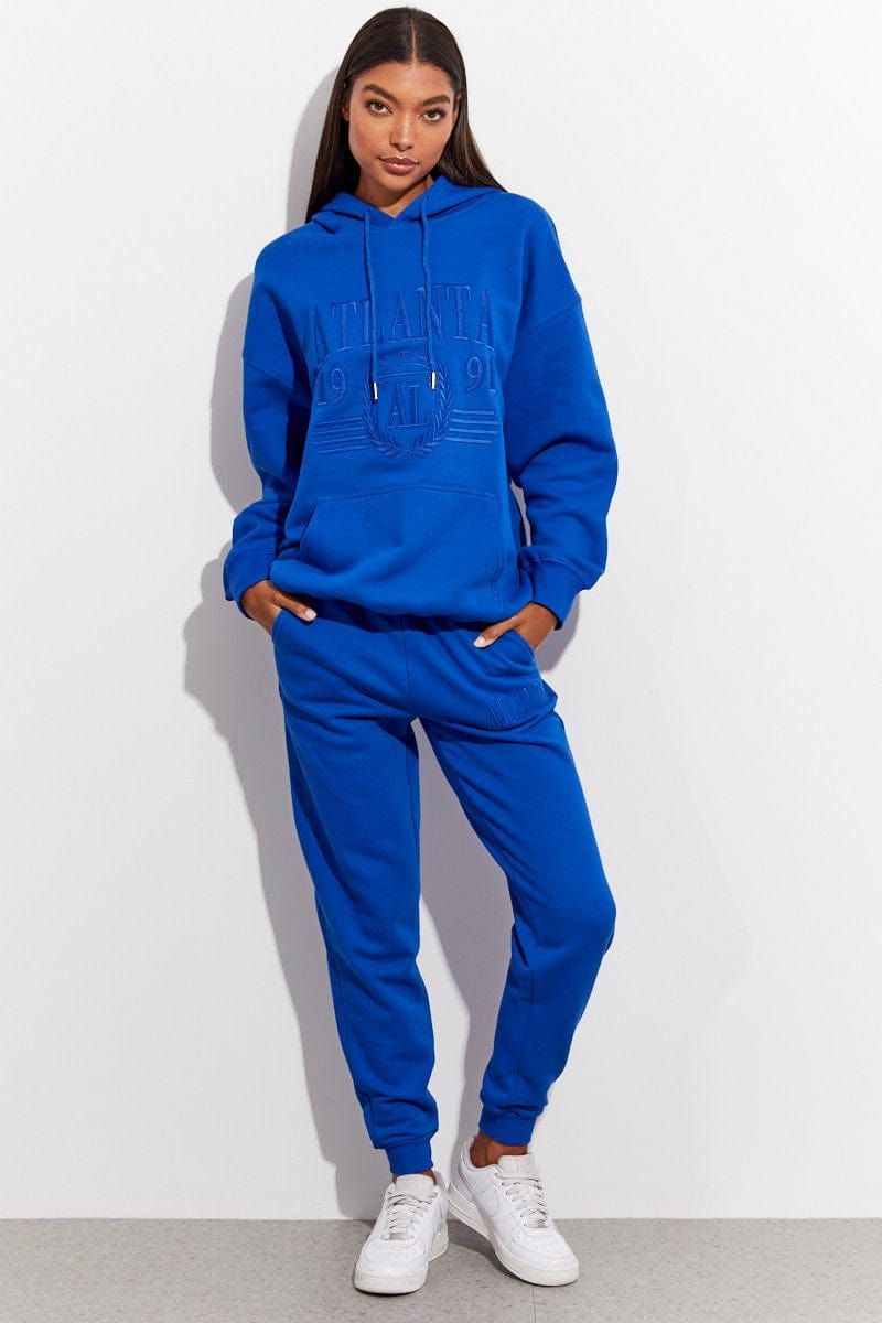 Blue Track Pants High Rise Jogger sold by Ally Fashion product image thumbnail 3