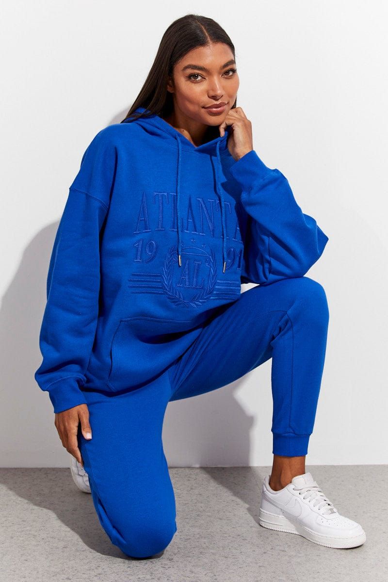 Blue Track Pants High Rise Jogger sold by Ally Fashion