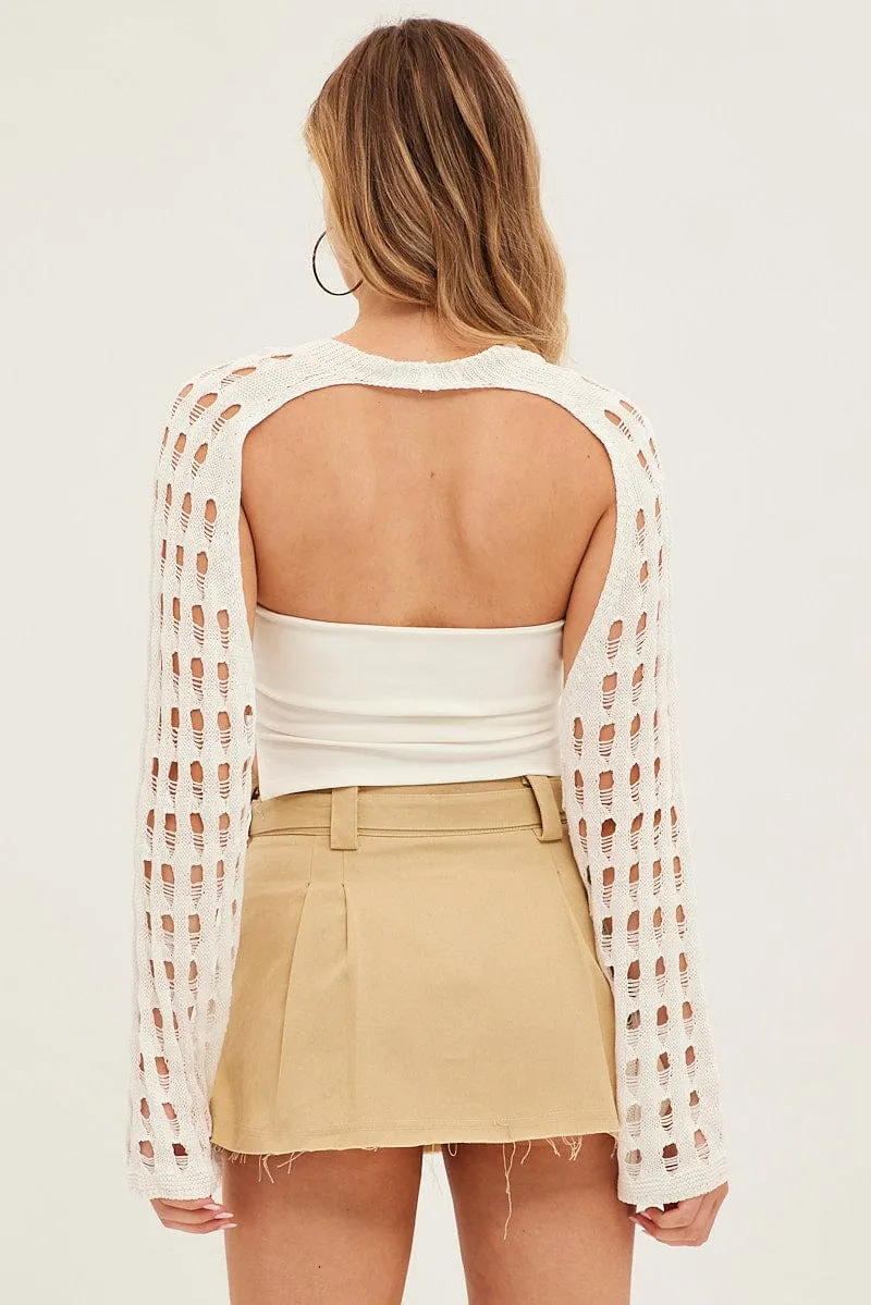 White Crochet Knit Top sold by Ally Fashion product image thumbnail 5