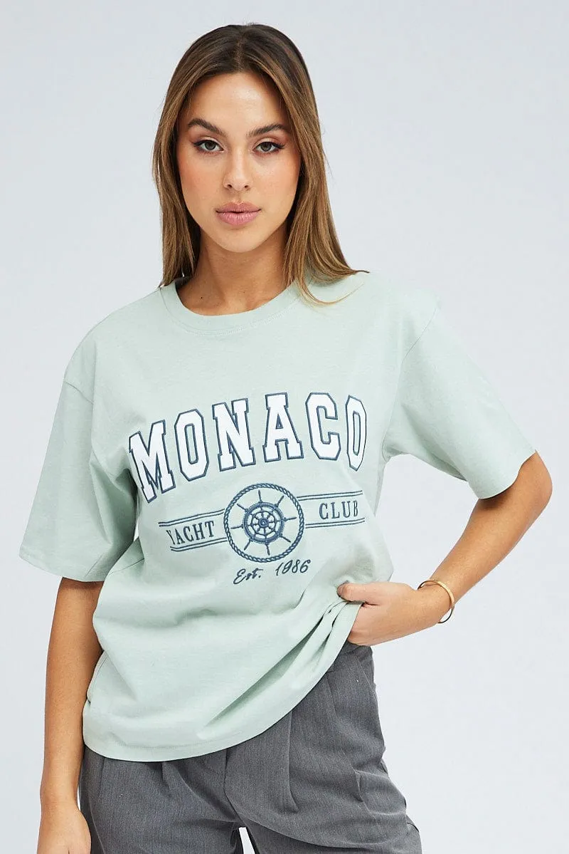 Green Graphic Tee Short Sleeve Oversized sold by Ally Fashion product image thumbnail 3