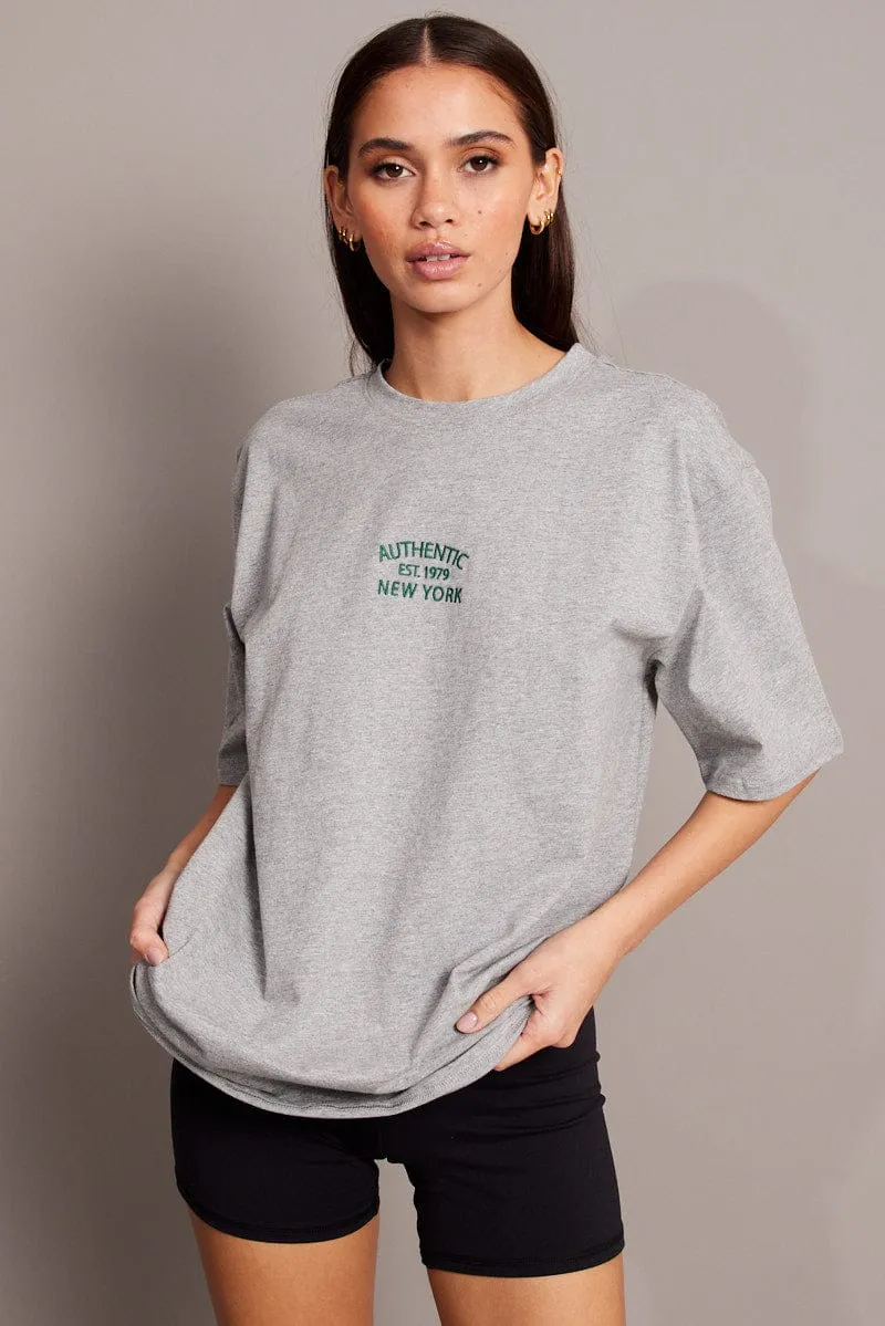 Grey Graphic Tee Short Sleeve sold by Ally Fashion product image thumbnail 3