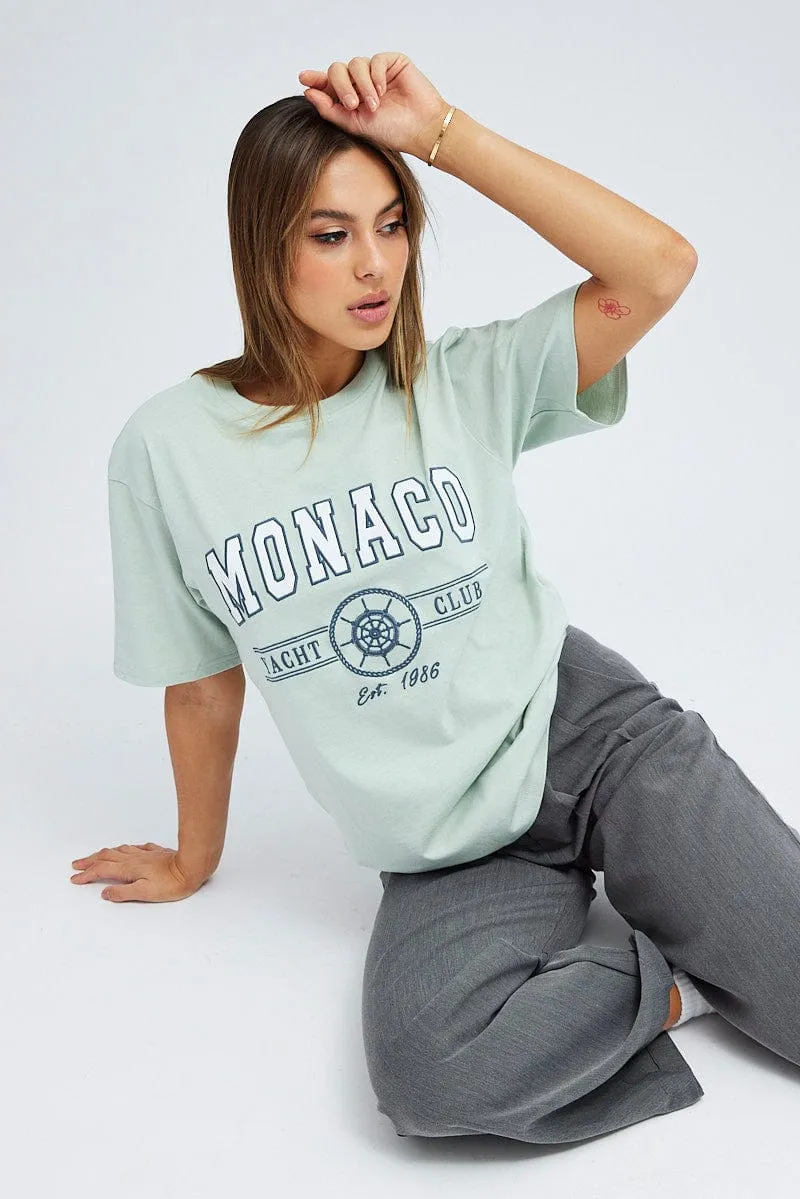 Green Graphic Tee Short Sleeve Oversized sold by Ally Fashion