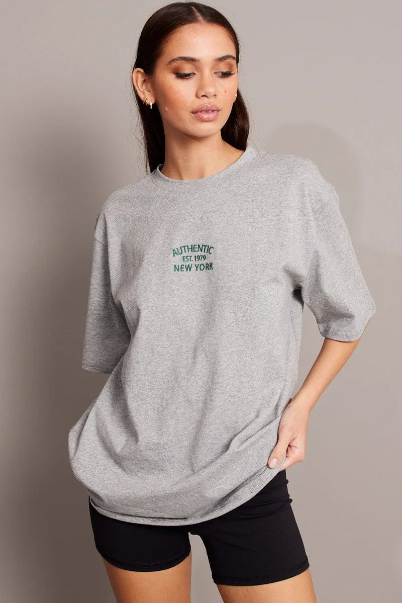 Grey Graphic Tee Short Sleeve sold by Ally Fashion