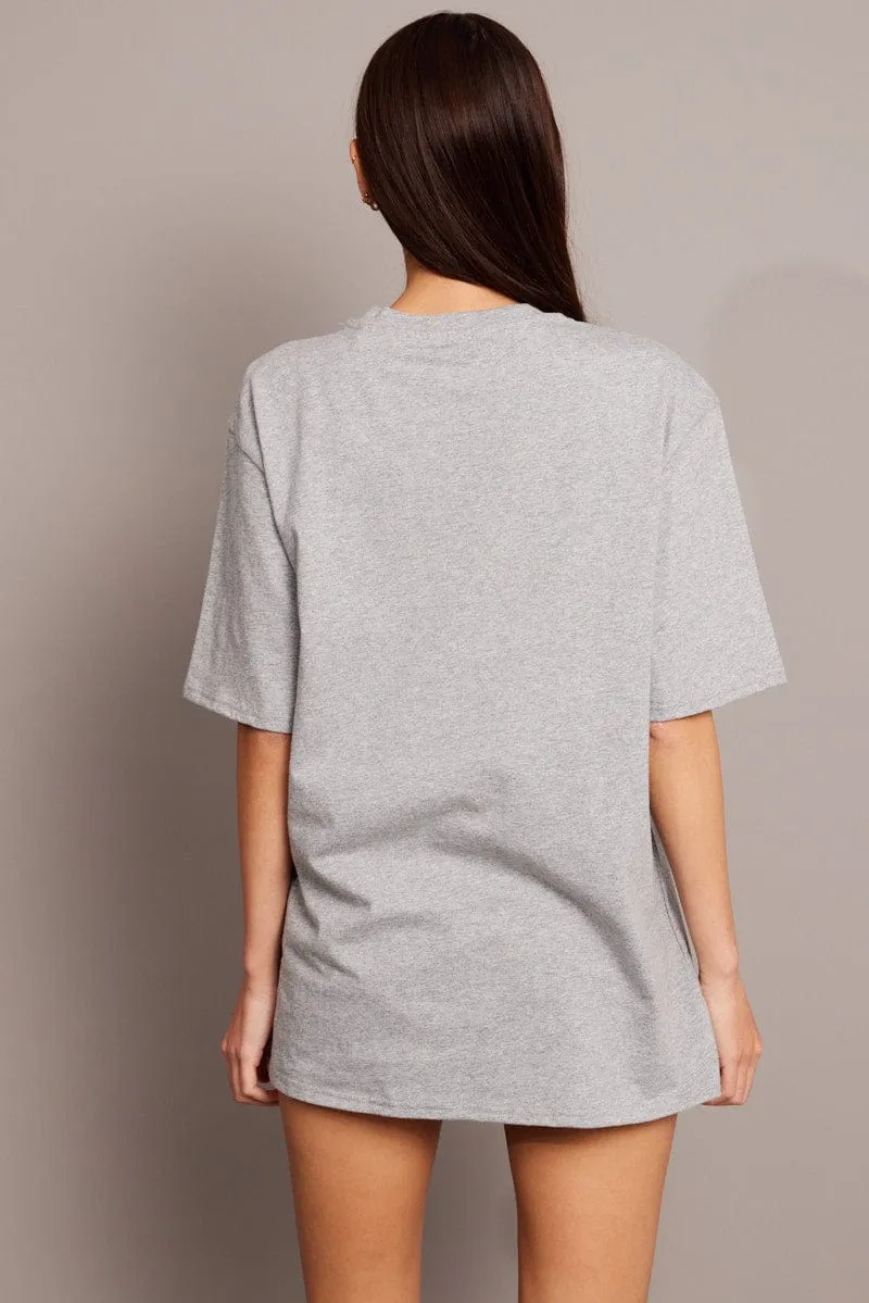 Grey Graphic Tee Short Sleeve sold by Ally Fashion product image thumbnail 5