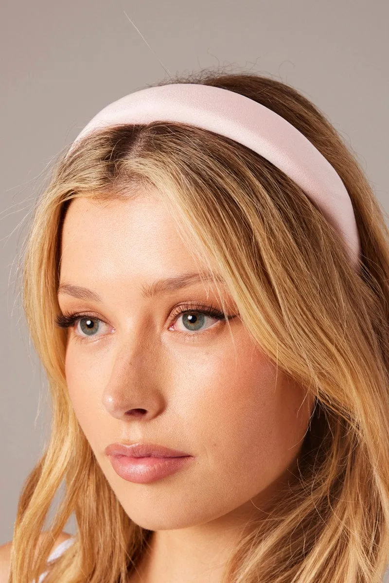 Pink Satin Padded Headband sold by Ally Fashion