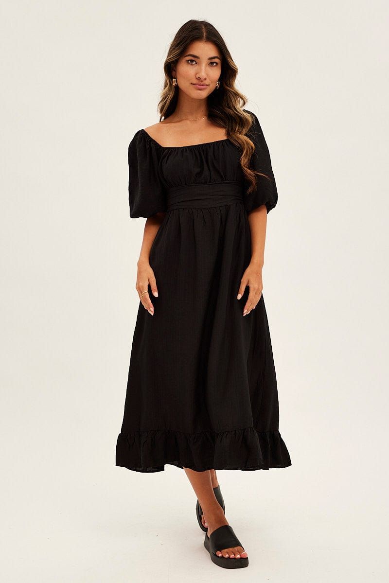 Black Evening Square Neck Maxi Dress sold by Ally Fashion