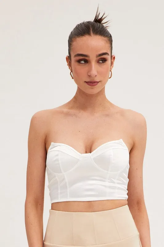 White Plain Corset Top sold by Ally Fashion