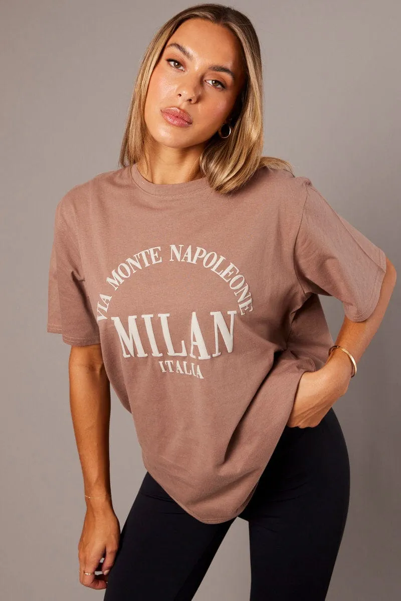 Brown Graphic Tee Short Sleeve sold by Ally Fashion