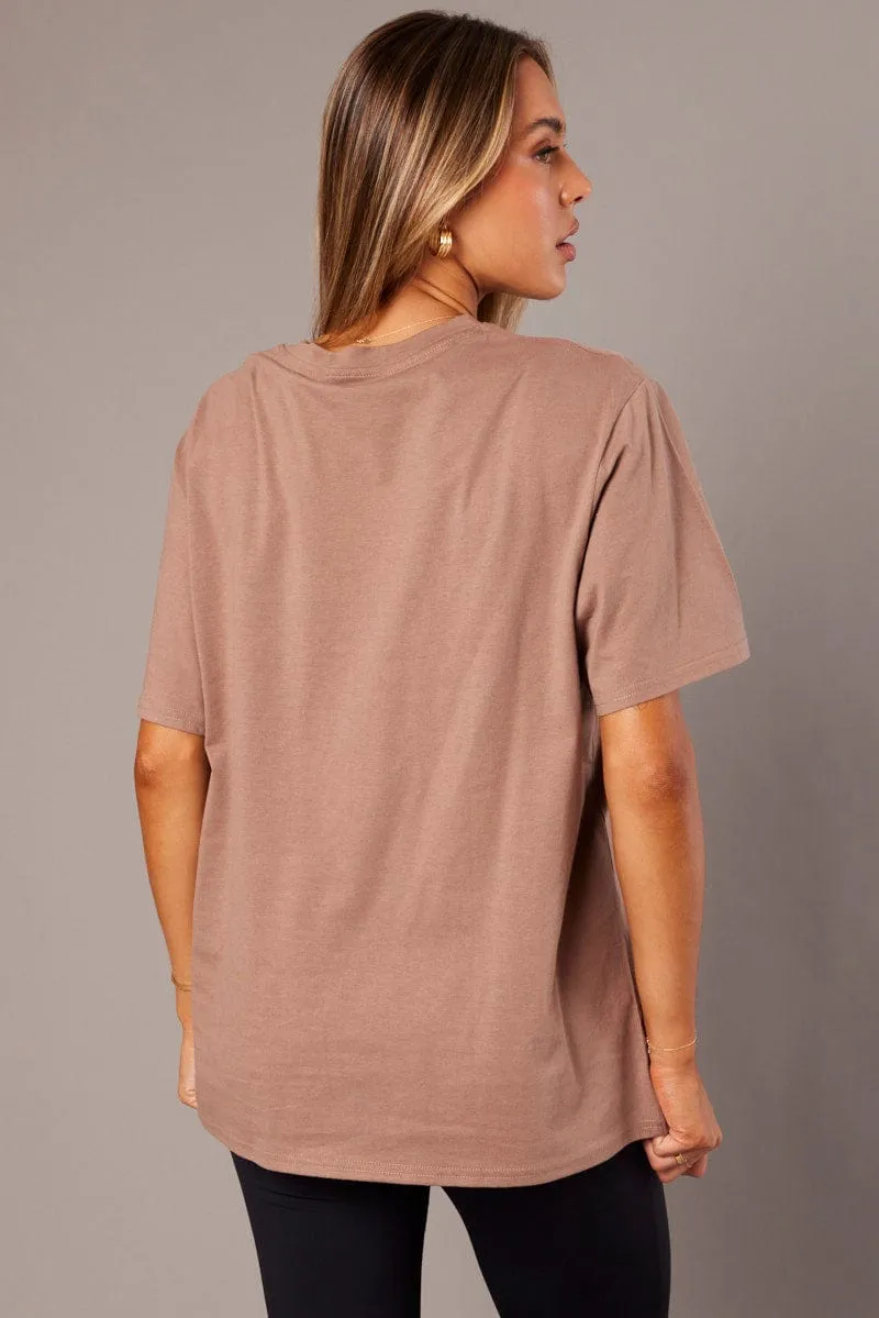 Brown Graphic Tee Short Sleeve sold by Ally Fashion product image thumbnail 5