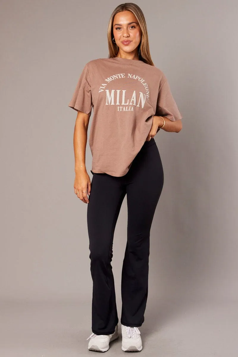 Brown Graphic Tee Short Sleeve sold by Ally Fashion product image thumbnail 2