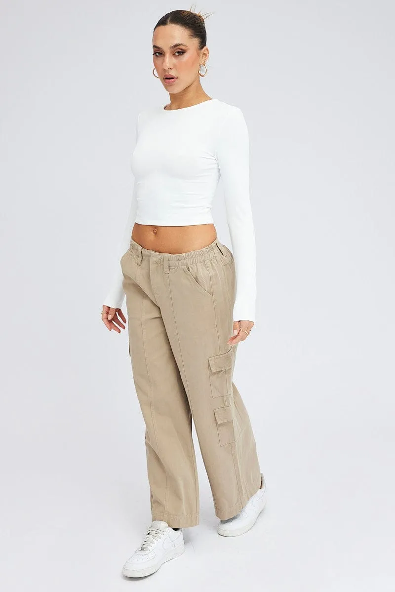 Beige Cargo Pants Mid Rise sold by Ally Fashion product image thumbnail 3