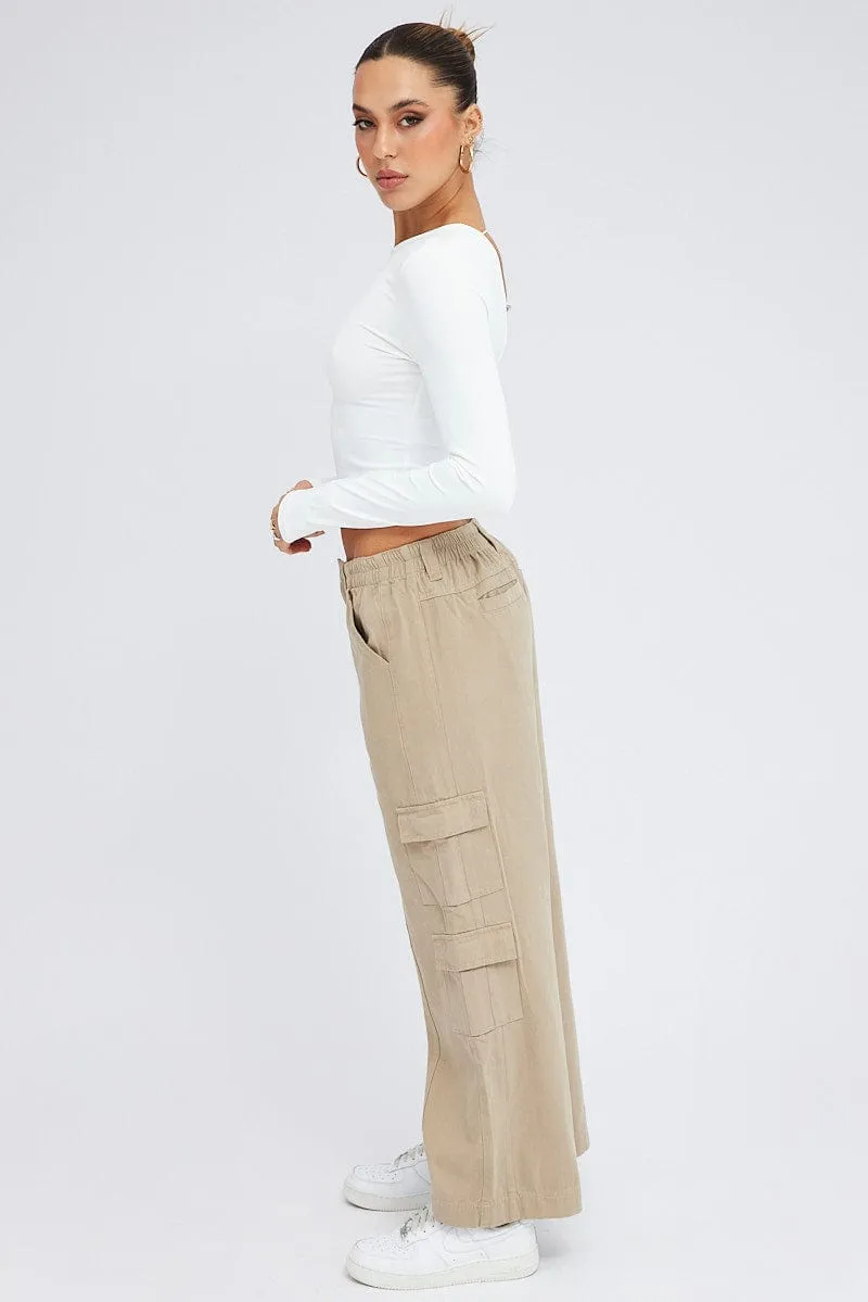 Beige Cargo Pants Mid Rise sold by Ally Fashion product image thumbnail 4