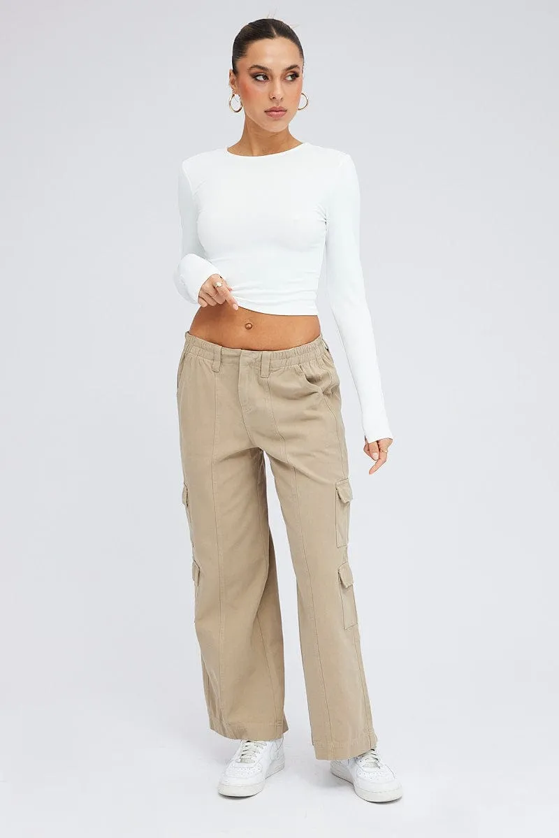 Beige Cargo Pants Mid Rise sold by Ally Fashion